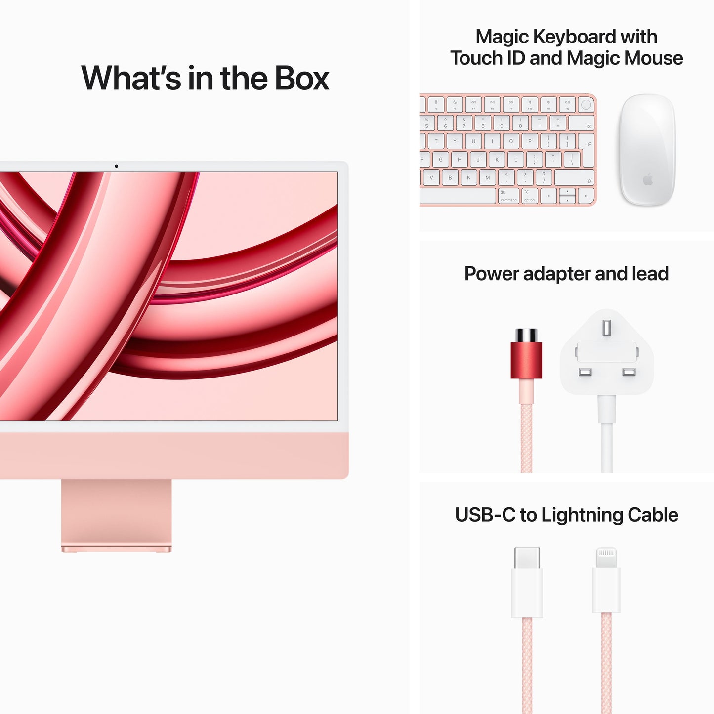 24-inch iMac with Retina 4.5K display: Apple M3 chip with 8‑core CPU and 10‑core GPU, 256GB SSD - Pink