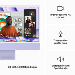 24-inch iMac with Retina 4.5K display: Apple M3 chip with 8‑core CPU and 10‑core GPU, 512GB SSD - Purple