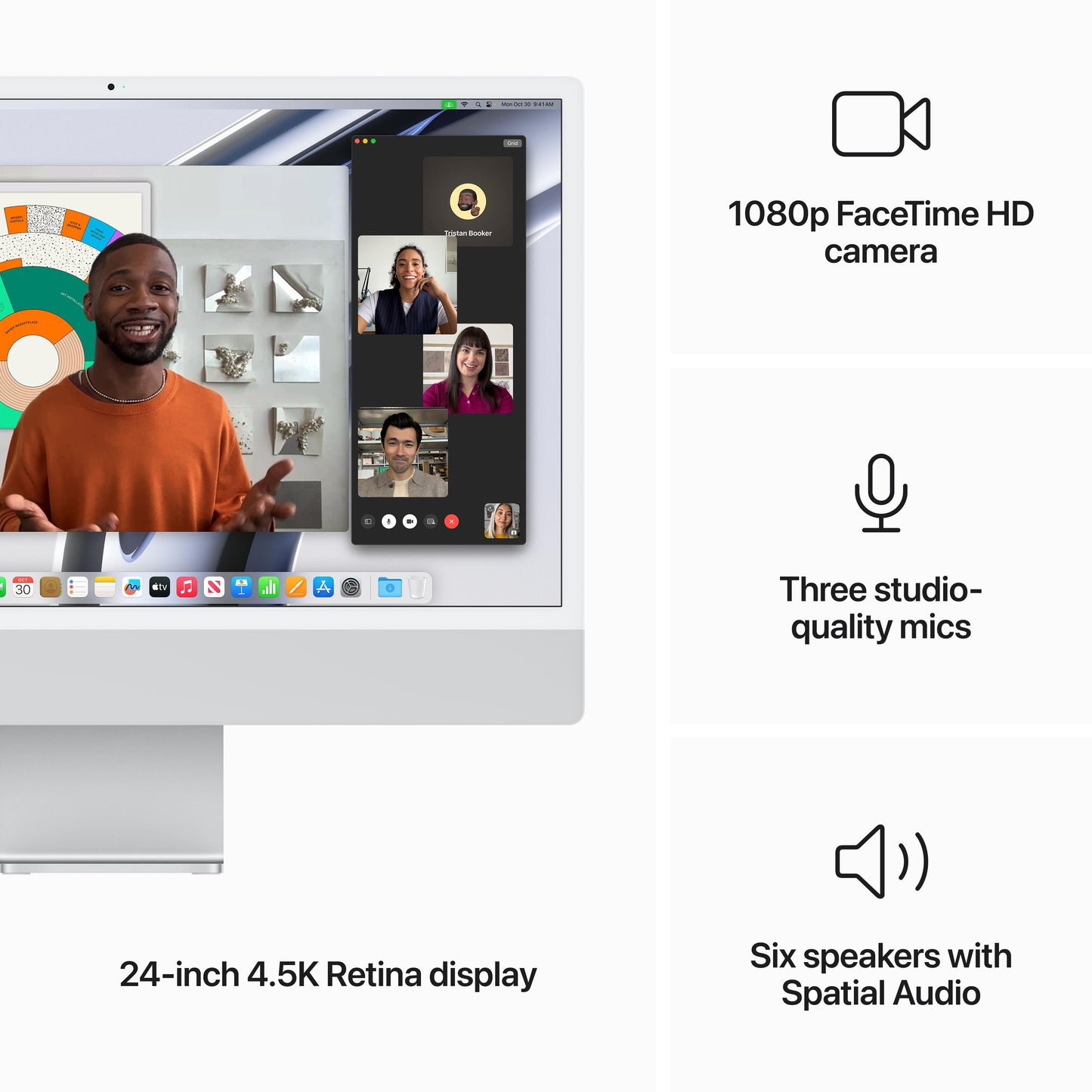 24-inch iMac with Retina 4.5K display: Apple M3 chip with 8‑core CPU and 10‑core GPU, 256GB SSD - Silver