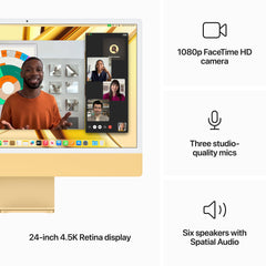 24-inch iMac with Retina 4.5K display: Apple M3 chip with 8‑core CPU and 10‑core GPU, 256GB SSD - Yellow